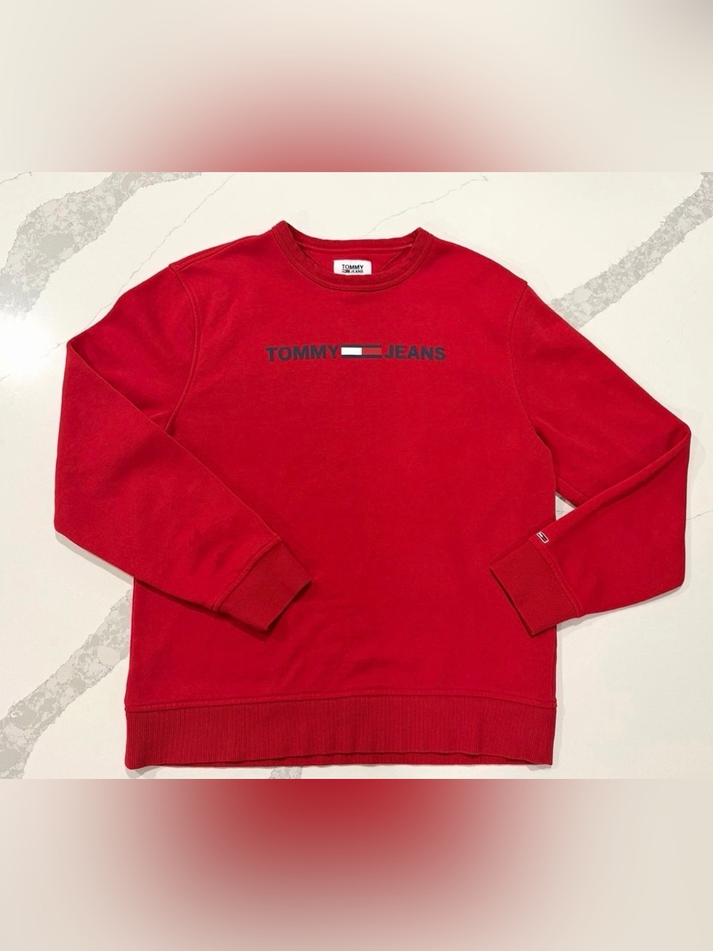 Tommy jeans Red Crewneck Sweatshirt with Center Logo Band
